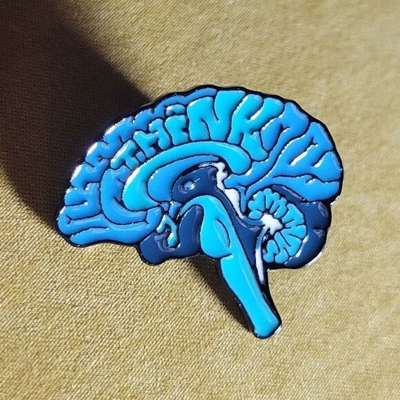 Thinking Brain Enamel Pin  - Picture 4 of 8